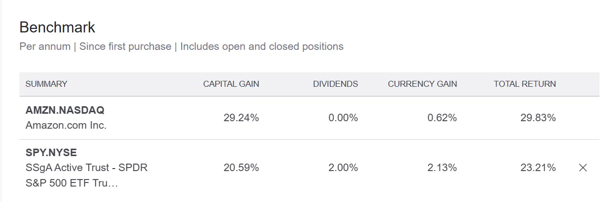 个人投资账户亚马逊仓位表现